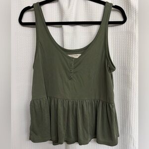 Lucky Brand Olive Green Peplum Tank Top